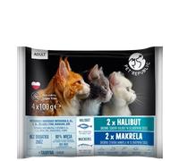 PetRepublic Flow Pack, comida húmeda para gatos en bolsitas de halibut y caballa, 4 x 100 g