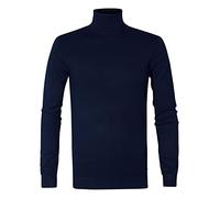 Petrol Industries Suéter Polo básico con Cuello de Punto para Hombre, Azul Marino, M