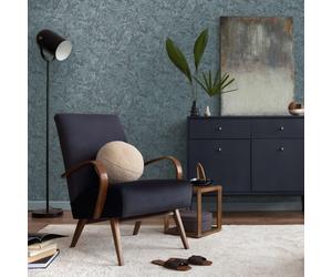 Petrolblaue Papel Pintado Con Resplandeciente Blätter-muster - Azul, Turquesa
