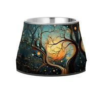 PetróLeo Obra De Arte Luna Bosque Cuencos Antideslizantes de Acero Inoxidable para Perros Comederos Agua Apilables para Cachorros