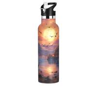 PetróLeo Obra De Arte Luna Botella de Agua para Niños de Acero Inoxidable,Vaso Isotérmico de Vacío para Niñas Niños