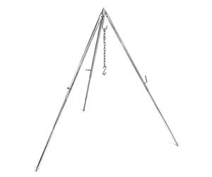 Petromax 8122335 - Trípode para Olla, Unisex, Color Gris | Trípode telescópico resistente para olla y parrilla, acero galvanizado, capacidad de carga de 40 kg, altura regulable hasta