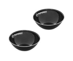 Petromax Cuencos esmaltados negros 2 unidades (1 litro),borde de acero inoxidable de alta calidad,higi?nicos,ligeros,a prueba de golpes,robusto,duradero