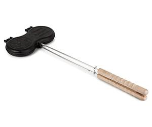 Petromax Molde de Hierro Fundido para Hamburguesas, Asas de Madera, Ganchos de Cierre y mitades separables.