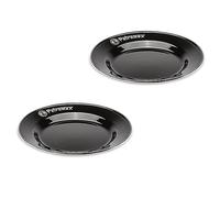 Petromax Platos esmaltados negros de 2 unidades (26 cm), borde de acero inoxidable de alta calidad, higiénicos, ligeros, resistentes a los golpes, de fácil limpieza, robustos, aptos para alimentos