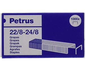 Petrus Grapas, 40 hojas, Largo 8 mm, 1000 grapas, Modelo 22/8-24/8, 55714
