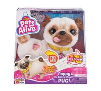 Pets Alive Poppy The Booty Shakin Pug - Cachorro de peluche interactivo bailando por ZURU Robotic Realista Suave Perro Peluche Juguete para Nios