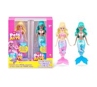 Pets Alive Sirena Nadadora Mágica 2 Pack (Sea Star & Coral) de ZURU - Muñeca Sirena Robótica para Juego Acuático, Nada Automáticamente, Juguete de Baño para Niñas y Niños de 3+ Años