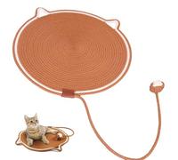 Pets Cat Scratcher Mat, Dual Scratching Pad for Cats, Cotton Rope Cat Scratching Mat, Large Size Cats Bed Cat Scratching Pad with Cat Toy (Brown,50CM)
