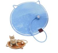 Pets Cat Scratcher Mat, Dual Scratching Pad for Cats, Cotton Rope Cat Scratching Mat, Large Size Cats Bed Cat Scratching Pad with Cat Toy (Blue,50CM)