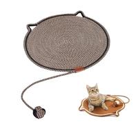 Pets Cat Scratcher Mat, Dual Scratching Pad for Cats, Cotton Rope Cat Scratching Mat, Large Size Cats Bed Cat Scratching Pad with Cat Toy (Black,50CM)