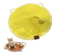 Pets Cat Scratcher Mat, Dual Scratching Pad for Cats, Cotton Rope Cat Scratching Mat, Large Size Cats Bed Cat Scratching Pad with Cat Toy (Yellow,42CM)