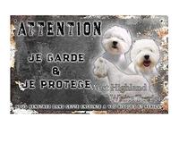 Pets-Easy.com Cartel Atención al perro personalizado West Highland White Terrier - pre perforado y tornillos propuestos. De 30 cm a 15 cm…
