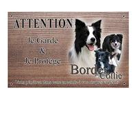 Pets-Easy.com Placa de perro personalizada para perro Border Collie - pre perforada y tornillos incluidos. De 30 a 15 cm