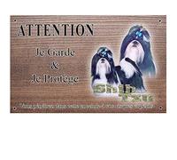 Pets-Easy.com Placa de perro personalizada Shih tzu - pre perforada y tornillo de datos. De 30 a 15 cm