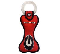Pets First NCAA Georgia Bulldogs Dental Dog Tug Tug con chirrido. Pet Juguete Dough Pet For Healthy Fun Tie Dentitud y Limpieza de mascotas y goma