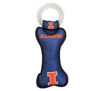 Pets First NCAA Illinois Fighting Illiini Dental Dog Tug Tug con chirrido. Pet Juguete Dough Pet For Healthy Fun Tie Dentitud y Limpieza de mascotas