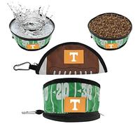 Pets First NCAA Tennessee Volunteers - Cuenco Plegable de Viaje para Perros, Cuenco de Comida y Agua para Perros y Gatos, Cuenco Ligero a Prueba de Fugas para Viajes con Campo de fútbol y diseño de