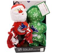 Pets First NHL Vancouver Canucks - Juego de 2 juguetes para perros, juguetes navideños para perros con logotipo del equipo de la NHL