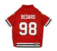 Pets First NHLPA Connor Bedard - Camiseta de malla para perros y gatos, Chicago Blackhawks Bedard-98, talla M, camiseta para perro con licencia con tu jugador favorito del equipo de hockey