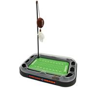 Pets First Rascador para gatos de la NFL, Chicago Bears, campo de fútbol, juguete rascador de gato con relleno de hierba gatera, juguete de fútbol de peluche y pluma para gatos, juguete para colgar y