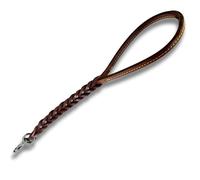 Pet's Market Correa para perro de 45 cm, de cuero, doble trenza, color marrón oscuro, agarre cómodo, gancho robusto (45 cm, marrón oscuro)
