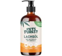 Pets Purest Aceite de salmón para perros y gatos, 1000 ml, puro aceite de salmón noruego con Omega 3-6-9 y vitamina E, apoya la piel, el pelo, las articulaciones y el sistema inmunológico - 100%