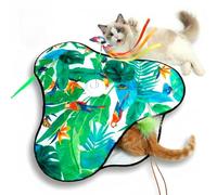 Pet's Var Juguete interactivo recargable activado por tacto para gatos con mariposa giratoria, movimiento de cola de felpa y acción de aleteo (azul)