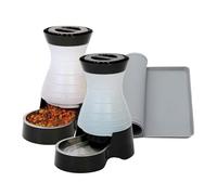 PetSafe Estación de agua y comida saludable para mascotas con alfombrilla de silicona impermeable, dispensador automático de alimentos y agua por gravedad para gatos y perros, depósito sin BPA, cuenco