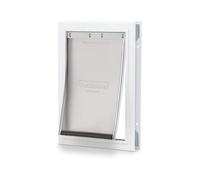 PetSafe Freedom Puerta de Aluminio para Perros y Gatos, Color Blanco, Solapa de Vinilo Tintado