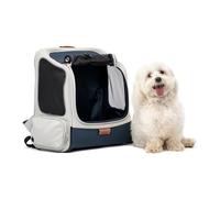 PetSafe Happy Ride Mochila transportadora para mascotas, perfecta para perros y gatos de hasta 20 libras, ventanas de malla para un viaje cómodo, correa de arnés para mayor seguridad, apertura de golosinas de fácil acceso, se puede asegurar en el coche