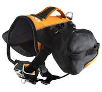 Kurgo Baxter - Mochila Arnés Chaleco para Perro, Alforja para Perros, Bolsa Sillón para Excursionismo, Senderismo y Camping - Negro/Naranja - (L) 23 - 50 Kg