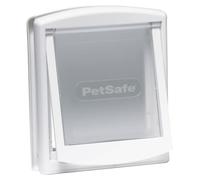 PetSafe - Original Puerta para Mascotas con 2 Modos - Instalación Rápida, Ajuste Sencillo, Gatera para Interior y Exterior - para Todas Las Mascotas - Blanca, Grande