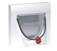 PetSafe Staywell Classic, Gatera con 4 Posiciones de Cierre, Gatera de Entrada y Salida, Instalación Fácil, Resistente, para Gatos hasta 7 Kg, con Túnel, Blanco