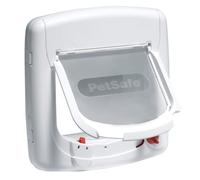PetSafe Staywell Deluxe - Puerta para Gatos con Sistema de Bloqueo de 4 Posiciones, Gatera de Entrada y Salida - Collar con Llave Magnética - Fácil de Instalar - Blanco