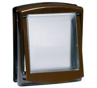 PetSafe Staywell Original - Puerta para Mascotas con 2 Posiciones, Fácil Instalación, Gatera En Exterior O Interior, Panel De Cierre Personalizable, Resistente, Marrón - S