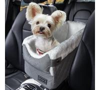 PETSFIT Asiento de coche para perro con consola, incluye correas de seguridad para perros pequeños, gatos, color gris oscuro