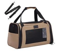 PETSFIT Transportador para gatos, aprobado por aerolíneas, bolso de viaje portátil para cachorros/gatitos con alfombrilla de forro polar extensible, bolsa de transporte suave para gatos con correa de