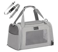 Petsfit Transportín Perro Plegable, Transportin Perro Pequeño, con Tirantes Ajustables, Transportin Gato Bolsa Transporte Perro Mochila Transpirable Acolchado Suave para Coche y Tren, S/Gris