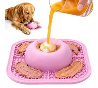 PetsHome Cuencos de alimentación lenta para perros y alfombrilla para lamer para golosinas líquidas y gruesas, cuenco antideslizante para lamer perros con bola rodante interactiva, juguete para lamer