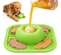 PetsHome Cuencos de alimentación lenta para perros y alfombrilla para lamer para golosinas líquidas y gruesas, cuenco antideslizante para lamer perros con bola rodante interactiva, juguete para lamer
