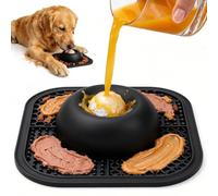 PetsHome Cuencos de alimentación lenta para perros y alfombrilla para lamer para golosinas líquidas y gruesas, cuenco antideslizante para lamer perros con bola rodante interactiva, juguete para lamer