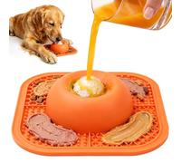 PetsHome Cuencos de alimentación lenta para perros y alfombrilla para lamer para golosinas líquidas y gruesas, cuenco antideslizante para lamer perros con bola rodante interactiva, juguete para lamer