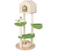 PETSITE Árbol para Gatos de 55 Pulgadas de Alto, Torre Moderna de Varios Niveles con Postes rascadores de sisal, condominio, Hamaca Lateral para Gatos y Cama para Gatos, Torre de Madera para Gatos de