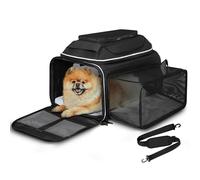 Petskd Transportín con expansión Superior y Lateral, 43,18 x 27,94 x 24,13 cm, para Alaska, Blando, Perros y Gatos pequeños, Cremalleras de Seguridad y Malla antiarañazos (Negro)