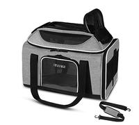 Petskd Transportín expandible de 41,18 x 27,94 x 24,13 cm, aprobado por Alaska Airlines, blando, para perros y gatos pequeños, con cremalleras de seguridad y malla antiarañazos (gris)