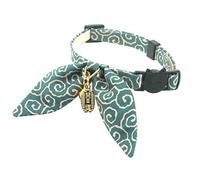 PetSoKoo Collar de Gato único con Orejas de Conejo, Estampado arabesco Antiguo, Encanto Tradicional de la Suerte de Japón. Separación de Seguridad, Peso Ligero, Suave, Duradero