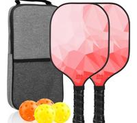 PETSOLA 2 Piezas Juego Pickleball con Bolsa Ligero Kit Pickleball con Pelotas Acolchado para Adultos, Gimnasio, 红色套装