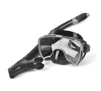 PETSOLA 2 Piezas Máscara Snorkel con Tubo Antisbordamiento Gafas Bucear con Tubo Visión Máscara Buceo Nasal para Adultos, Piscina, Negro, Adulto