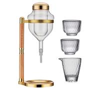 PETSOLA 3 Piezas Decantador de Sake Japonés Juego Dispensador de Vidrio Transparente Carafe de Goteo para Servir Bebidas Adecuado para Regalo Fiestas, Oro, tal como se describe